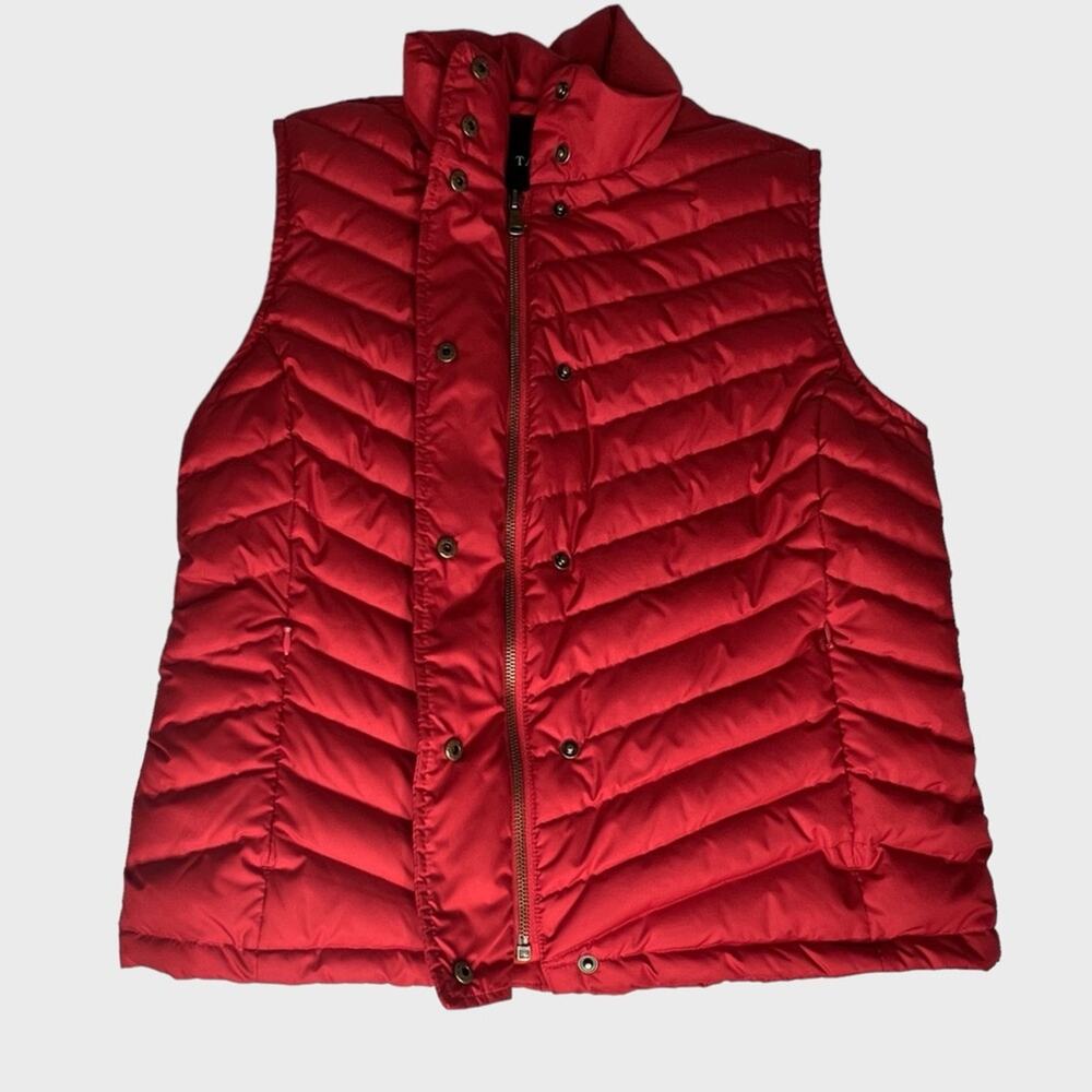 Talbots Petites Quilted Chevron Down Puffer Vest Women's MP Zip Snaps Pockets - Picture 4 of 9